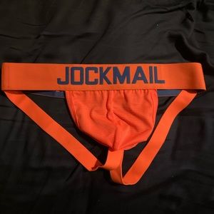 Mens jockmail jockstrap mesh large bright orange NWT Runs small will fit medium